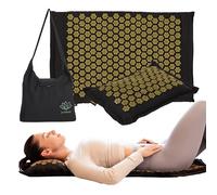 XTREXO ECO - Tappetino per agopressione Eco con cuscino, 40 x 30 cm, colore nero, con tappetino da 68 x 44 x 2 cm, in PVC, punte per agopuntura, per ridurre le tensioni, supporta il sonno