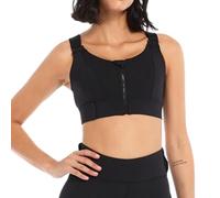 Xtroml Reggiseno Sportivo con Cerniera Frontale Taglie Forti, Canotta per Yoga Fitness, Reggiseno da Allenamento con Cerniera Frontale ad Alto Impatto, (L,Black)