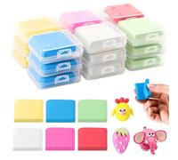 XTUDOU® 18 Pezzi Gomme Impastare da Cancellare, 3,5 X 4 X 1 Cm, Gomma Pane Colorata con Scatola Trasparente, Gomma Impastabile per Artisti, Bambini, Pittura, Scrittura, Schizzi