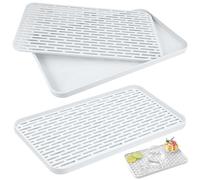 XTUDOU 2 Pezzi Vaschetta Raccogligocce Scolapiatti, Vassoio Antigoccia in Plastica, Vassoio Scolapiatti Multifunzione a Doppio Strato per Piatti, Tazze, Tè, Verdura E Frutta (31 X 17,5 X 2,2 Cm)