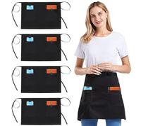 XTUDOU® 4 Pezzi Grembiule Cucina Uomo Donna con 2 Tasche, Grembiule in Vita, Grembiule da Cucina, Adatto a Ristoranti, Caffè, Bar E Chef(40 x 60 cm)