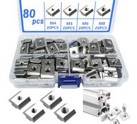 XTUDOU® 80 Pezzi Dado Scorrevole con Scanalatura a T, M4/M5/M6/M8 Nut in Acciaio Al Carbonio Dadi a T con Scatola di Stoccaggio per Fessura di Estrusione in Alluminio Serie 30