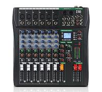 XTUGA Mixer audio a 6 canali per la registrazione del computer di controllo del suono, mixer audio effetto digitale integrato con alimentazione phantom da 48 V, CT60