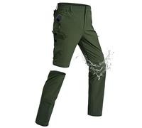xtuwkzo Pantaloni all'aperto per Gli Uomini Zipper Traspirante Estate Rimovibile Uomo Breve Softshell Leggero Multi Tasche Stretch Campeggio Escursionismo Pantaloni Army Grün 3XL