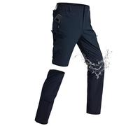 xtuwkzo Trekking Pantaloni Uomo Cerniera Impermeabile Asciugatura Rapida Rimovibile Traspirante Softshell Multi Tasche Stretch Escursionismo Pantaloni Uomo Breve Tattico Pesca Navy XL