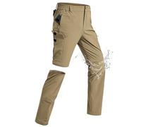 xtuwkzo Trekking Pantaloni Uomo Cerniera Impermeabile Asciugatura Rapida Rimovibile Traspirante Softshell Multi Tasche Stretch Escursionismo Pantaloni Uomo Breve Tattico Pesca Kaki XL