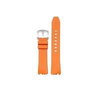 XTVKFWJAB Cinturino for orologio casual morbido in fluorogomma con interfaccia speciale nero arancione da 20 mm compatibile Hamilton VENTURA H24551331 H24585331(Orange,20MM_SILVER CLASP)