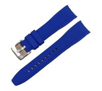 XTVKFWJAB Cinturino for orologio compatibile con Omega Seiko Rolex Tissot Cinturino in gomma con estremità curva 18 20 22 mm Bracciale in silicone impermeabile(Blue-silver,24mm)