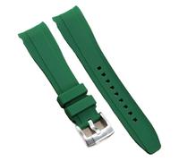XTVKFWJAB Cinturino for orologio compatibile con Omega Seiko Rolex Tissot Cinturino in gomma con estremità curva 18 20 22 mm Bracciale in silicone impermeabile(Green-silver,20mm)