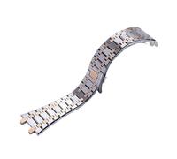 XTVKFWJAB Cinturino for orologio da 21 mm 26 for uomo e donna, completamente in acciaio inossidabile, compatibile con AP ROYAL OAK 15400 26331 15500, cinturino fibbia pieghevole(Silver rosegold,21mm)