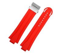 XTVKFWJAB Cinturino for orologio da uomo alla moda, in gomma siliconica, impermeabile, sportivo, con bocca rialzata, blu, arancione e nero, 24x12 mm, compatibile la serie ORIS 7730 7740(Red-Silver)