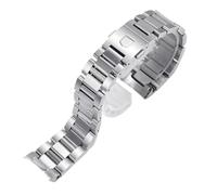 XTVKFWJAB Cinturino for orologio in acciaio inossidabile 316L nero argento da 22 mm con estremità curva e maglie solide, compatibile TAG Heur Carrera(Silver)