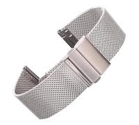 XTVKFWJAB Cinturino for orologio in acciaio inossidabile Milanese, argento, nero, da donna e uomo, 16 mm - 24, cinturino in metallo con chiusura deployante(Silver,18mm)