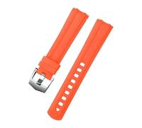 XTVKFWJAB Cinturino for orologio in gomma fluorurata con estremità curva da 20 mm compatibile bracciale di ricambio Omega Seamaster 300, accessori for orologi uomo impermeabili(Orange Silver Buckle)
