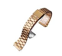 XTVKFWJAB Cinturino in acciaio inossidabile compatibile con Casio A158/A159/A168/A169 /B650 /AQ230 /AE500W Classic Small Square Silver Block Metal Straps(3 rose gold)