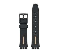 XTVKFWJAB Cinturino in gomma e silicone compatibile con Swatch 16mm 17mm 19mm 20mm Sport impermeabile cinturino di ricambio bracciale uomo donna orologio accessori strumento(Black orange,16mm)