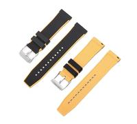 XTVKFWJAB Cinturino in gomma e silicone da 22 mm compatibile con Swatch X Blancpain Five Ocean Series, cinturino sportivo impermeabile a sgancio rapido for uomo donna(Black yellow silver)