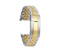 XTVKFWJAB Cinturino Rolamy Jubilee in acciaio massiccio da 22 mm con estremità curva e maglie a vite chiusura Oyster, compatibile Casio MDV-106 MDV106G uomo(Silver gold)