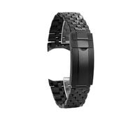 XTVKFWJAB Cinturino Rolamy Jubilee in acciaio massiccio da 22 mm con estremità curva e maglie a vite chiusura Oyster, compatibile Casio MDV-106 MDV106G uomo(Black)