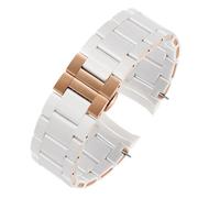 XTVKFWJAB Compatibile con cinturino da polso Armani AR5890/5891/5906/5905 uomo e donna, in silicone acciaio inossidabile, 20 mm, 23, bracciale nero, marrone bianco(White rose-gold,23mm for Men)