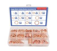 XTVTX 300 pezzi Rondella in rame Kit assortimento Guarnizione paraolio in rame da Guarnizione Rondelle Piatte M5-M20