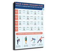XTVVTODJXT 4 Week Walking Plan Guide Start a Walking Habit Fitness Poster Motivational Wall-Art for Home Office(Framed,08x12inch(20x30cm))