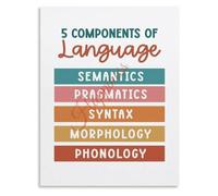 XTVVTODJXT 5 Components of Language Learning Poster Speech Pathology Education Classroom Canvas Living Room(Framed,16x24inch(40x60cm))