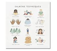 XTVVTODJXT Calming Corner Posters Mental Health Feelings Calming Techniques Boho Emotions Chart Special Education Decor(Framed,08x12inch(20x30cm))
