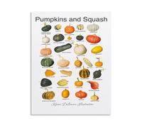 XTVVTODJXT Different Kinds of Squash and Pumpkin Poster Canvas Print Wall-Art for Kitchen Autumn Decor(Framed,08x12inch(20x30cm))