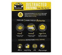 XTVVTODJXT Distracted Driving Educational Poster Road Awareness Canvas Wall-Art for Office or Driving School(Unframed,08x12inch(20x30cm))