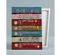 XTVVTODJXT Educational Owl Wall-Art, Voice Level Chart Poster for Classroom Decor Management, Teacher Gift Idea for Him Her Back to School(Framed,12x18inch(30x45cm))