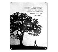XTVVTODJXT Encouragement Gift Inspirational Metal Tin Sign with Quote You Cannot Change The Beginning Start Now for Home Office Study 8 X 12 in