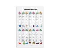 XTVVTODJXT Fun with Consonant Blends Poster, Phonics Learning Wall-Art, Colorful Educational Canvas for Elementary Classroom & Playroom (Unframed,12x18inch(30x45cm))