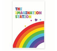 XTVVTODJXT Imaginative Play Poster Imagination Station Playroom Wall-Art Toddler Preschool Learning Adventure Nursery Decor(Framed,08x12inch(20x30cm))