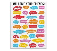 XTVVTODJXT Multilingual Welcome Poster Different Languages Global Classroom Decor Canvas Wall-Art(Unframed,08x12inch(20x30cm))