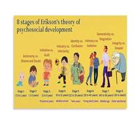 XTVVTODJXT Psychology Classroom Poster Eriksons Developmental Stages Educational Chart for University Counseling Office(Framed,16x24inch(40x60cm))