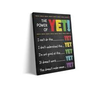 XTVVTODJXT The Power of Yet Growth Mindset, Motivational Chalkboard Wall-Art for Classroom Decor, School Counseling Office & Learning Space(Framed,08x12inch(20x30cm))
