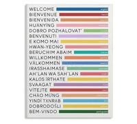 XTVVTODJXT Welcome in Different Languages Multilingual Educational Canvas Wall-Art for Living Room Bedroom and Office Decor(Unframed,16x24inch(40x60cm))