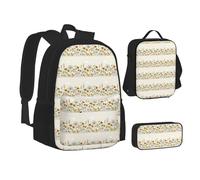 XTWPTOO Hen Flying Butterflies Tra Fiori Stampa Tela 3 in 1 Zaino Borsa per il Pranzo Astuccio Studenti Adulti, Nero , Taglia unica