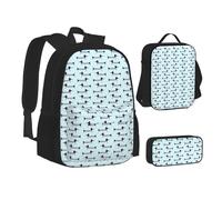 XTWPTOO Set 3 in 1 di zaino per la scuola in tela con stampa bassotto parigino con zaino, borsa per il pranzo, astuccio per studenti e adulti, Nero , Taglia unica