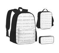 XTWPTOO Set 3 in 1 di zaino per la scuola in tela con stampa dell'alfabeto, con zaino, portapranzo, astuccio, studenti e adulti, Nero , Taglia unica