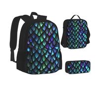 XTWPTOO Set di zaini 3 in 1 per la scuola in tela con stampa con motivo magico con zaino, borsa per il pranzo, astuccio per studenti e adulti, Nero , Taglia unica