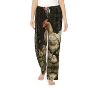 XTYGETY A Brood Of Chickens Stampa Delle Donne Flanella Pigiama Pantaloni Delle Donne Pigiama Pj Pantaloni Lounge Sleep Pant Con Tasche, Nero , M