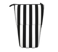 XTYGETY Astuccio telescopico in tessuto Oxford, a righe bianche e nere, astuccio per matite, comodo e versatile