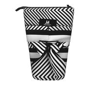 XTYGETY Astuccio telescopico per penne e matite, in tessuto Oxford, a righe bianche e nere, comodo e versatile