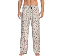XTYGETY Bella Dolce Rosso Cherry Stampa Degli Uomini Pantaloni Del Pigiama Pantaloni Del Pigiama Morbido Sonno Pantaloni Per Gli Uomini Lounge Pant Per La Casa Comfort, Nero , S