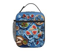XTYGETY Blue Food04 - Borsa termica per il pranzo, per donne e uomini, riutilizzabile, per ufficio, lavoro, viaggi, pranzo