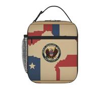 XTYGETY Borsa portapranzo isolata con stampa astratta del Dakota del Nord con bandiera dello Stato Map03, per donne e uomini, riutilizzabile, per ufficio, lavoro, viaggi, pranzo