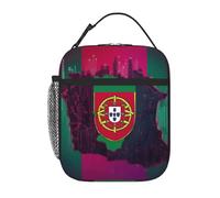 XTYGETY Borsa portapranzo isolata con stampa astratta della bandiera portoghese Map03, per donne e uomini, riutilizzabile, per ufficio, lavoro, viaggi, pranzo