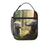 XTYGETY Borsa termica per il pranzo con stampa di elefanti e coniglio bianco, per donne e uomini, riutilizzabile, per ufficio, lavoro, viaggio